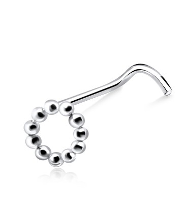 Balls Ring Shaped Silver Curved Nose Stud NSKB-49